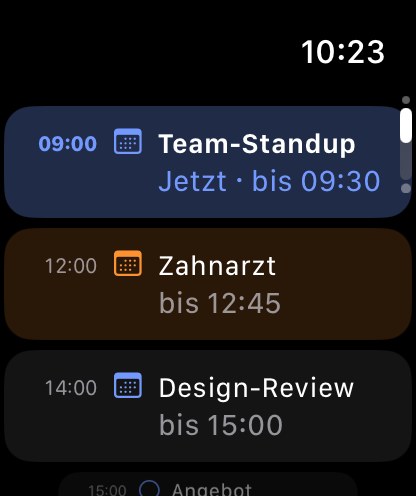 Missn auf der Apple Watch: Bogen mit Countdown bis Feierabend