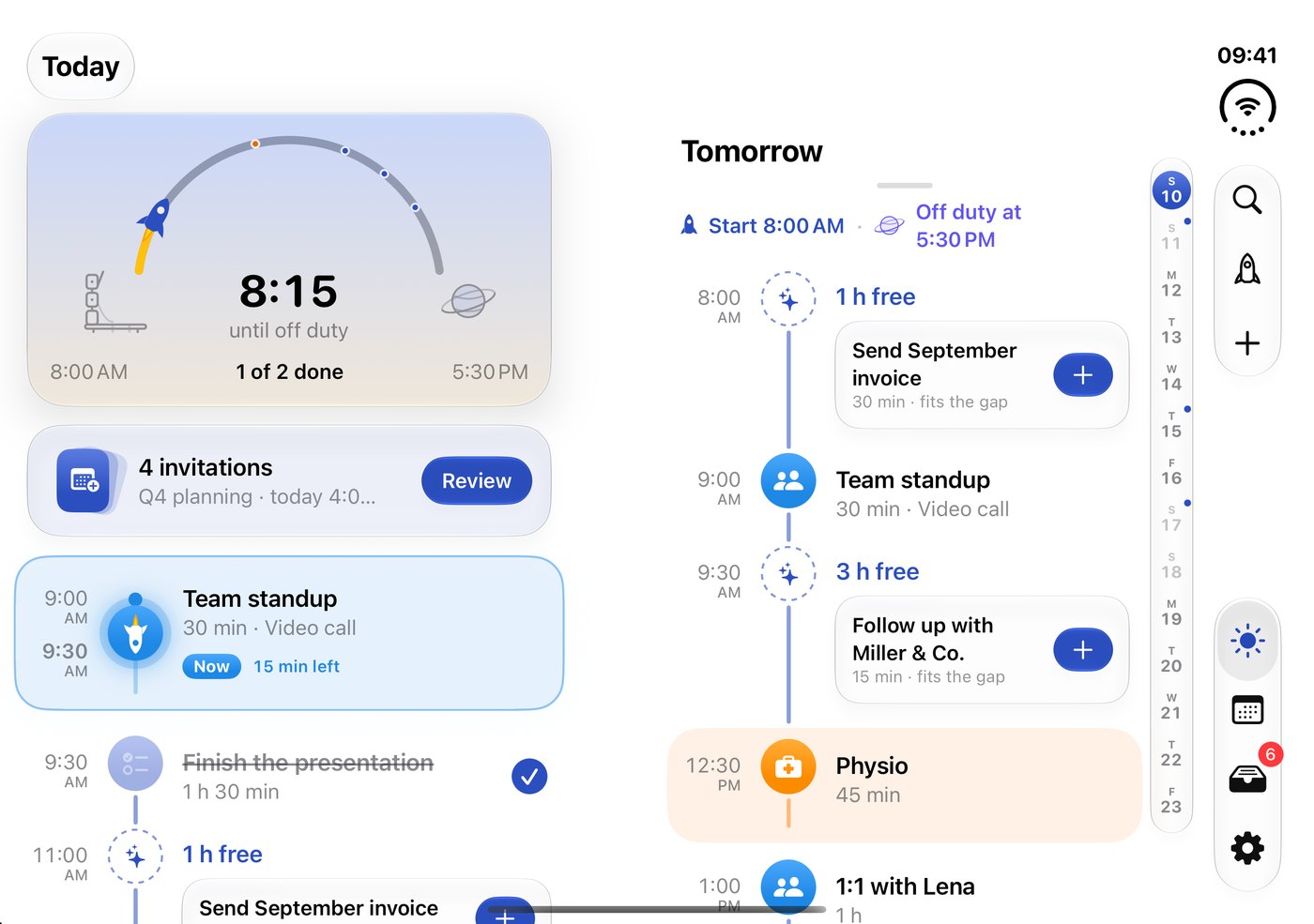 Missn half open on iPhone Duo: today on the left, tomorrow on the right