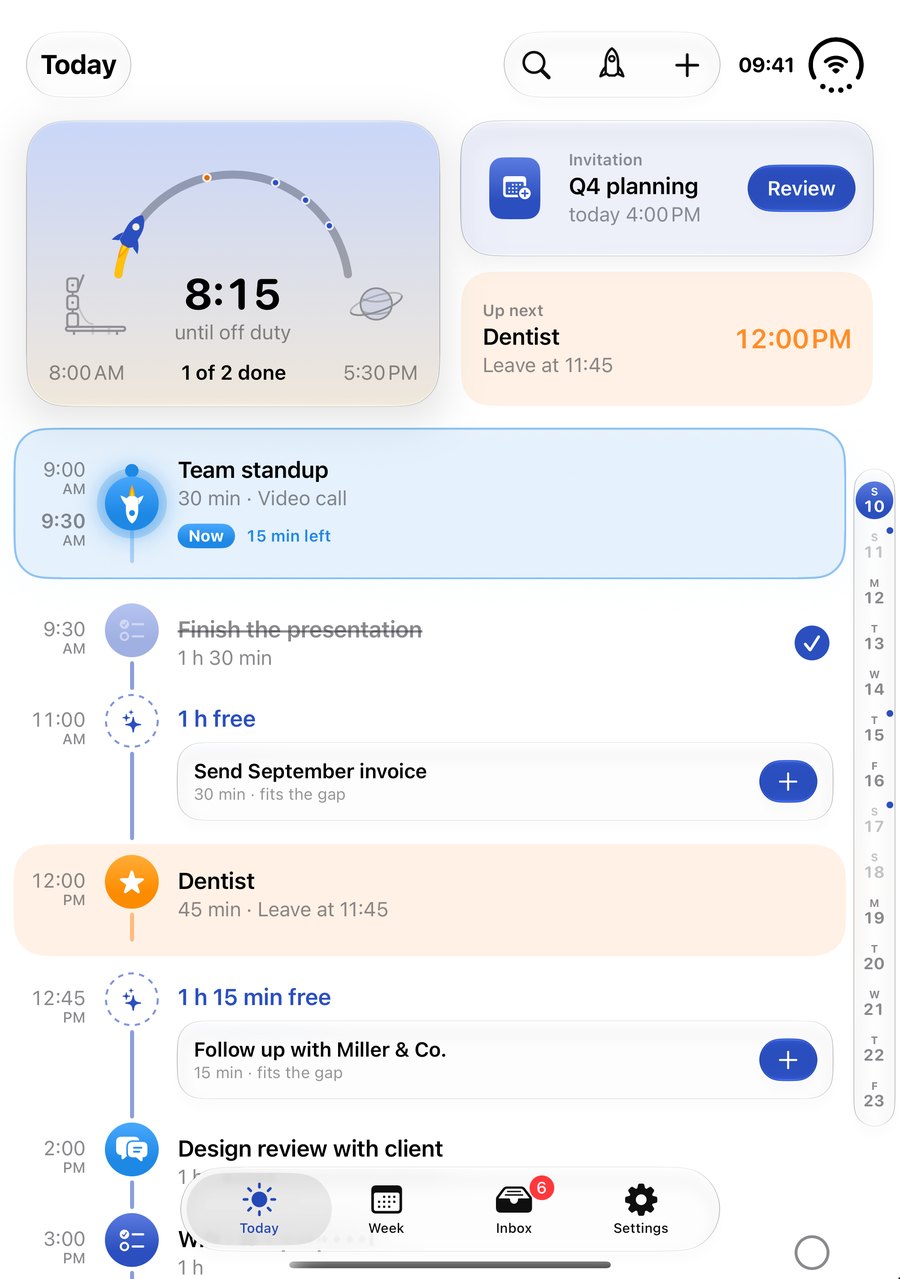 Missn on the open iPhone Duo: the cockpit above the timeline