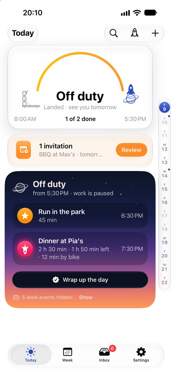Missn in the evening: work is hidden, private appointments stay