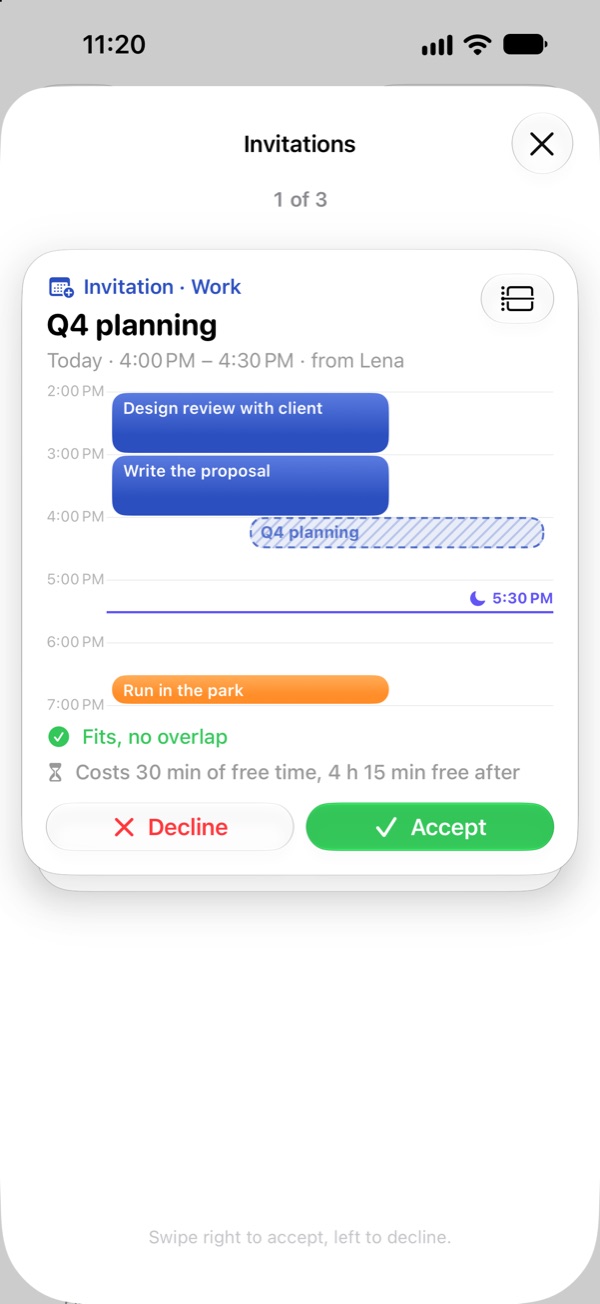 Reviewing invitations in Missn: what the meeting does to the day before you accept