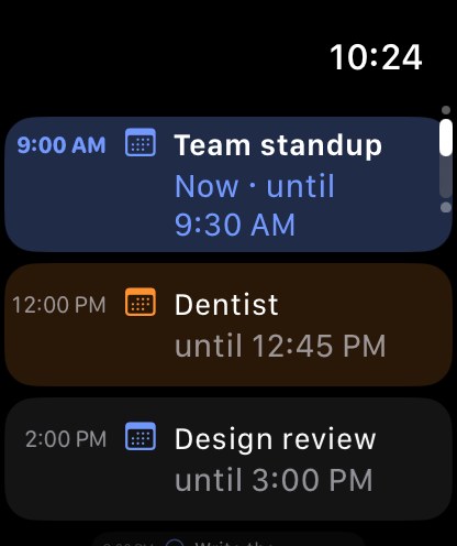 Missn on Apple Watch: the arc with the countdown to off duty